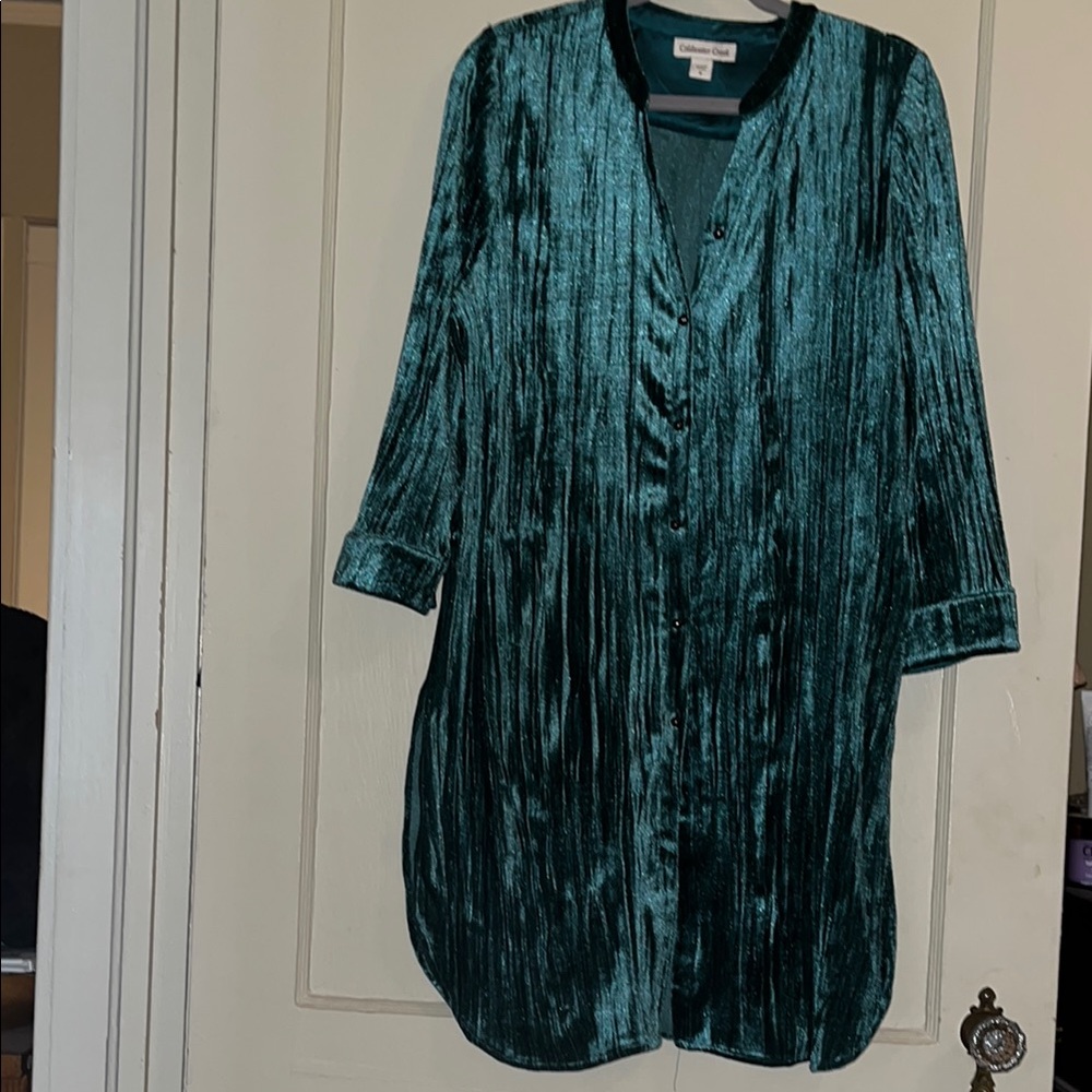 Coldwater Creek long green Velvet tunic